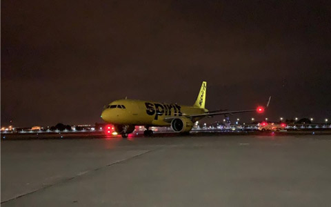 Spirit Airlines' plane arrives in Guayaquil