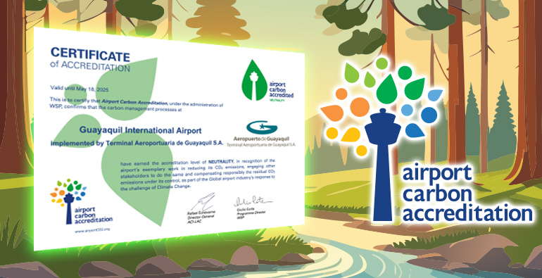 Certificate of renewal of our Airport Carbon Accreditation in level 3+, 'Neutrality'.