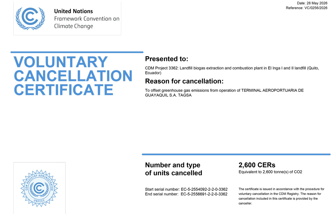 Voluntary Cancellation Certificate.
